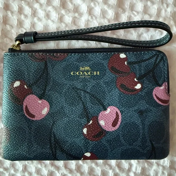 Coach Cherry Print Tote Set - Blue and Pink - Picture 6 of 6